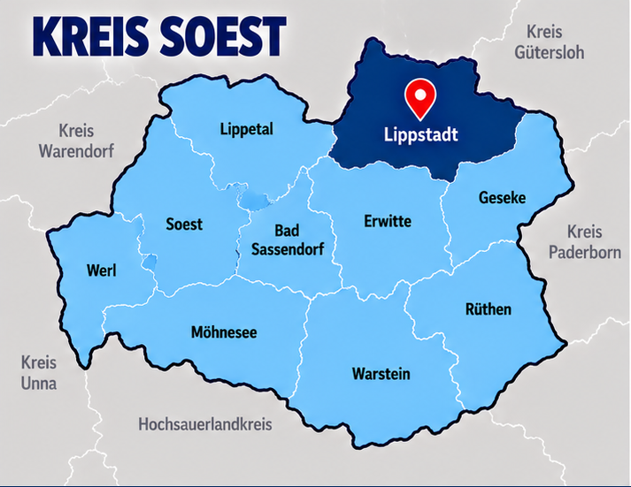 Karte Kreis Soest mit Lippstadt