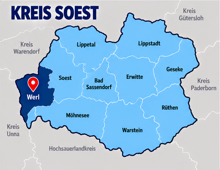 Karte Kreis Soest mit Werl