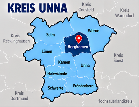 Karte Kreis Unna mit Bergkamen