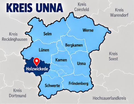 Karte Kreis Unna mit Holzwickede