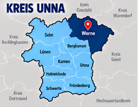 Karte Kreis Unna mit Werne