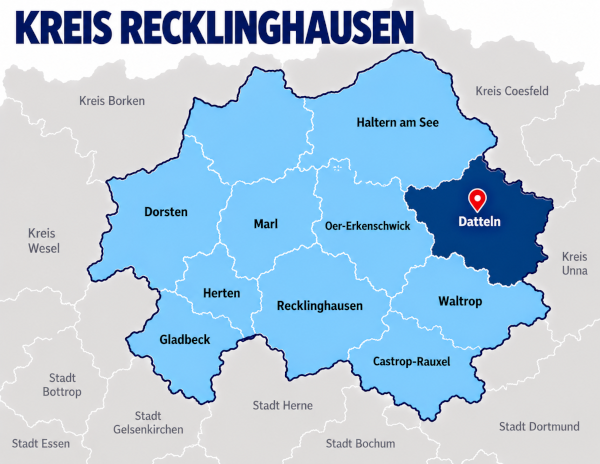 Karte Kreis Recklinghausen mit Datteln