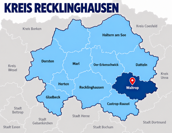 Karte Kreis Recklinghausen mit Waltrop