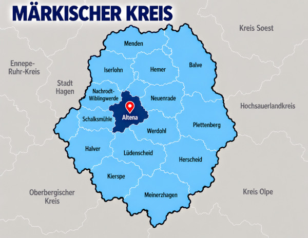 Karte Märkischer Kreis mit Altena