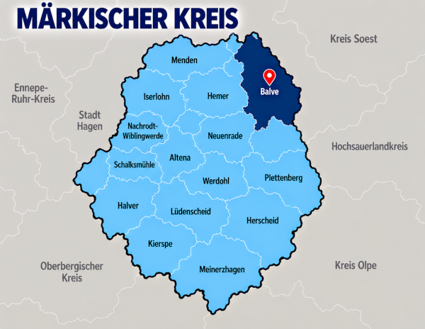 Karte Märkischer Kreis mit Balve