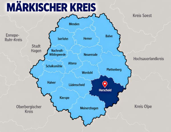 Karte Märkischer Kreis mit Herscheid