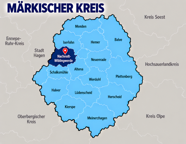 Karte Märkischer Kreis mit Nachrodt-Wiblingwerde
