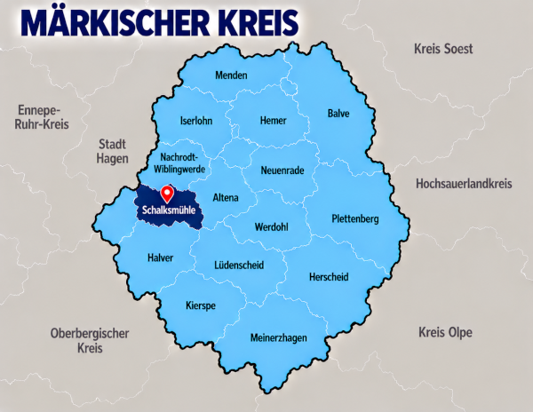 Karte Märkischer Kreis mit Schalksmühle