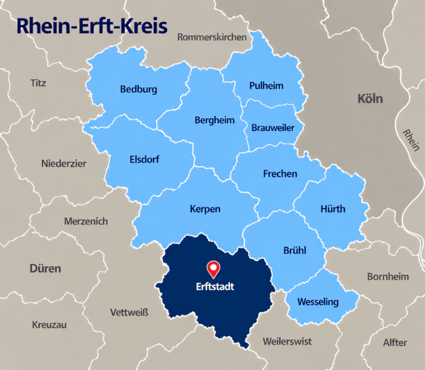 Karte Rhein-Erft-Kreis mit Erftstadt