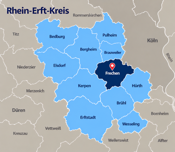 Karte Rhein-Erft-Kreis mit Frechen