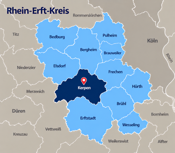 Karte Rhein-Erft-Kreis mit Kerpen