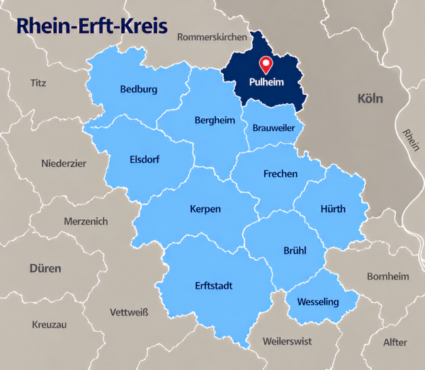 Karte Rhein-Erft-Kreis mit Pulheim