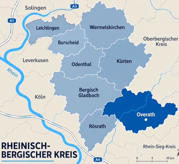 Karte Rheinisch-Bergischer Kreis mit Overath