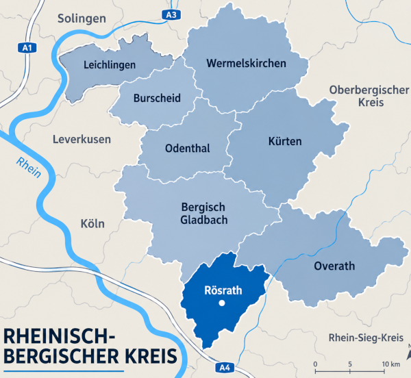 Karte Rheinisch-Bergischer Kreis mit Rösrath